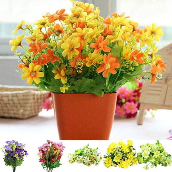 Dengjunhu 28 Heads Artificial Silk Flower Bouquet for Home Table Centerpieces Arrangement Decoration