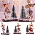 thumbnail image 1 of Dengjunhu 3PCS Bright Color Wooden Cute Elk Decor Pine Tree Figurine New Year Wooden Snow Frost Pine Landscape Tree Party Supplies, 1 of 7