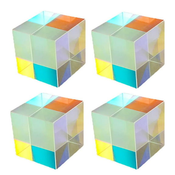 Dengjunhu 4Pcs Optical Glass X Cube Prism RGB Dispersion Prism for and Decoration