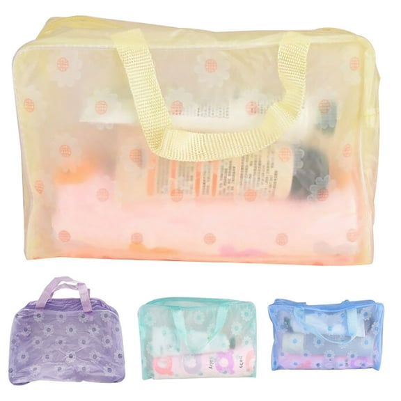 Dengjunhu 4Pcs PVC Travel Makeup Toiletry Storage Bag Large Capacity Plastic Tote Bag Cosmetic Clothes Organizer Bag for Men and Women