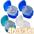 thumbnail image 1 of Dengjunhu 4pcs Denture Case, Denture Cup with Strainer, Denture Bath Box False Teeth Storage Box with Basket Net Container Holder for Travel, Retainer Cleaning, 1 of 7