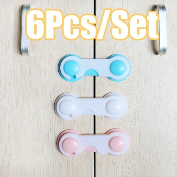 Dengjunhu 6Pcs Child Proof Locks for Cabinet Doors, Pantry, Closet, Wardrobe, Cupboard, Drawers No Drilling - Child Safety Locks for Cabinets and Drawers - Baby Proofing Cabinet Lock