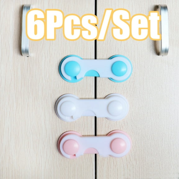 Dengjunhu 6Pcs Child Proof Locks for Cabinet Doors, Pantry, Closet, Wardrobe, Cupboard, Drawers No Drilling - Child Safety Locks for Cabinets and Drawers - Baby Proofing Cabinet Lock