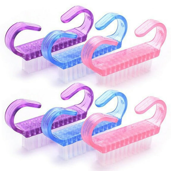 Dengjunhu 6Pcs Handle Grip Nail Brush, Fingernail Scrub Cleaning Brushes for Toes and Nails Cleaner, Pedicure Brushes for Men and Women