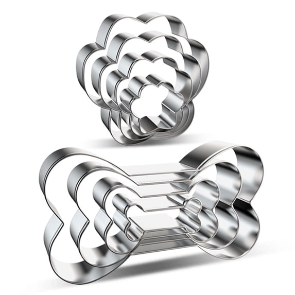 8Pcs Dog Bone Cookie Cutters Set, Dog Treats Cookie Cutter, Dog Bone Shapes Cutters, Homemade Dog Biscuit Treats Cutters