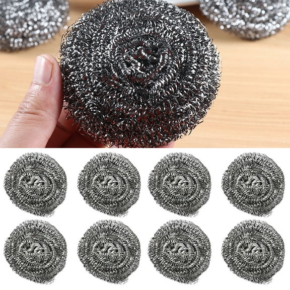 Dengjunhu 8Pcs Stainless Steel Sponges Scrubbers Cleaning Ball Utensil Scrubber Density Metal Scrubber Scouring Pads Ball for Pot Pan Dish Wash Cleaning for Removing Rust Dirty Cookware Cleaner