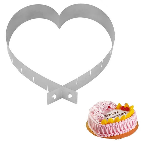 Dengjunhu Adjustable Heart Shaped Stainless Steel Cake Ring Mold DIY Baking Tools For Baking Cake, Cutting Biscuits