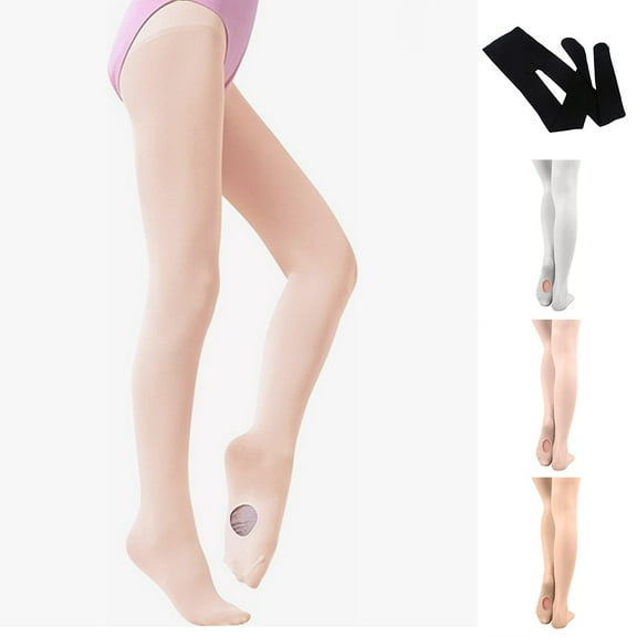 Dengjunhu Ballet Dance Tights Footed Ballet Legging Stocking, Dance Stockings with Hole for Girls Students Practice