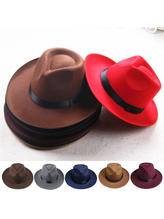 Classic Fedora Hat for Men Women Wool Felt Wide Brim Hat Retro Wide Brim Floppy Panama Hat