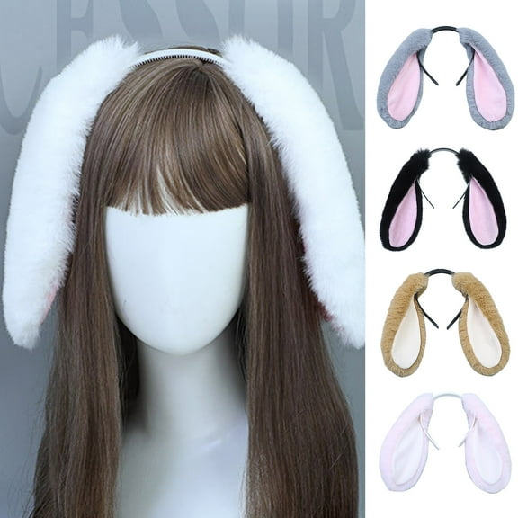 Dengjunhu Cute Headband Simulated Lovely Easy to Store Anti-break Beautiful Cosplay Tool Tear-Resistant Rabbit Lop Ears Women Headband for Party