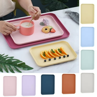 Dengjunhu Dinner Tray, Unbreakable Lunch Tray, Decorative Food Serving Tray, Coffee Table Tray, Wheat Straw Tray Tea Platter for Couch, Party, Dining, Picnic, Snack, Appetizer