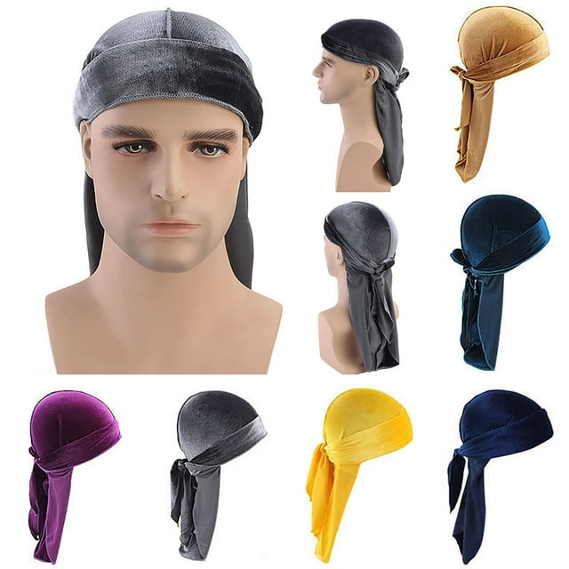 Dengjunhu Durag Cap Unisex Crushed Velvet Waves Cap Long Tail Headwrap ...