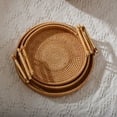 thumbnail image 1 of Dengjunhu Handmade Rattan Round Woven Basket, Round Serving Tray with Handles, Food Serving Baskets, Basket, Great to Display Bread Or Fruit, 1 of 7
