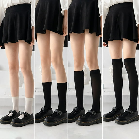 Dengjunhu Knee High Socks Breathable High Elasticity Solid Color Above Knee Length Casual Boot Socks for Daily Wear