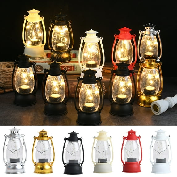 Dengjunhu LED Vintage Lantern Battery Operated Halloween Lantern Flickering Flame Rustic Hanging Lantern for Indoor Outdoor Garden Patio Yard Home Decor