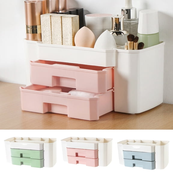 Dengjunhu Makeup Organizer, Cosmetic Storage Box with Drawer, Elegant Vanity Holder for Lipstick, Brushes,Skincare, Lotions, Perfumes, Eyeshadow, Nail Polish