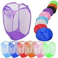 thumbnail image 1 of Dengjunhu Mesh Pop Up Laundry Hamper Collapsible Laundry Basket with Side Pocket Foldable Small Dirty Clothes Storage Bin for Bedroom Dormitory Camp Travel, 1 of 6