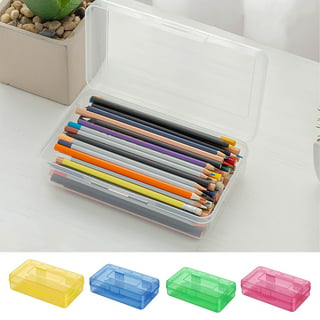 Oalirro Pencil Box, Assorted Colors, Plastic Crayon Box, Clear