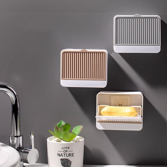 Dengjunhu Soap Dish for Bathroom Bar Soap Holder for Shower Wall Adhesive Shower Soap Case Tray Hand Bath Soap Container Sponge Scrubber Box for Kitchen Sink