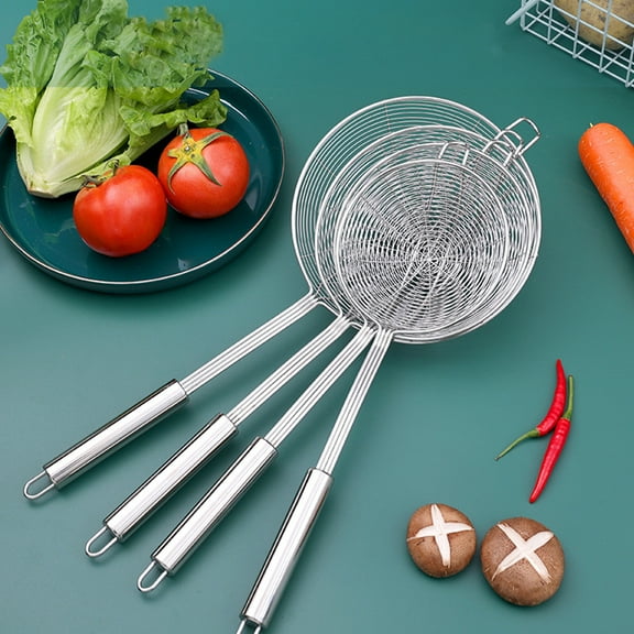Dengjunhu Stainless Steel Spider Strainer Skimmer Ladle for Cooking and Frying, Kitchen Utensils Wire Strainer Pasta Strainer Spoon