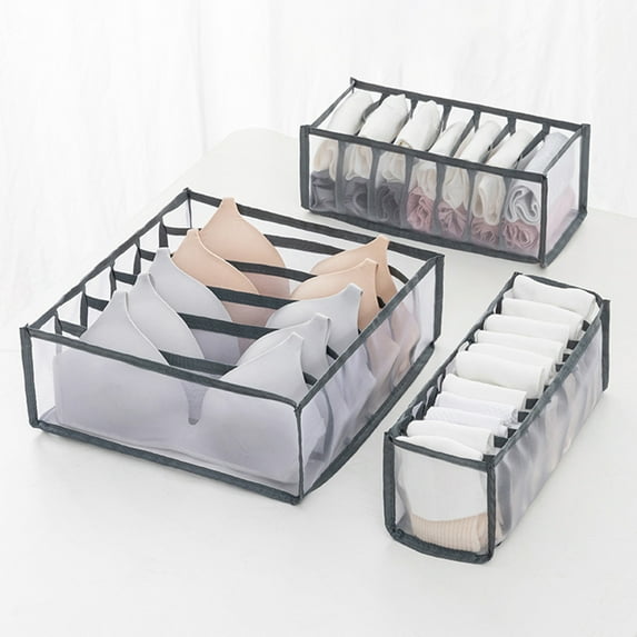 Dengjunhu Underwear Drawer Organizer, Foldable Sock Bra Underpants Organizer Drawer Divider, Washable Closet Cabinet Storage Boxes for Clothes, Stockings, Ties and Bras