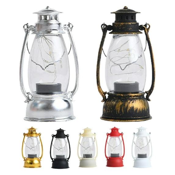 Dengjunhu Vintage Lantern Flame Light Antique Copper LED Metal Lantern, Decorative Hanging Lanterns Christmas Lanterns