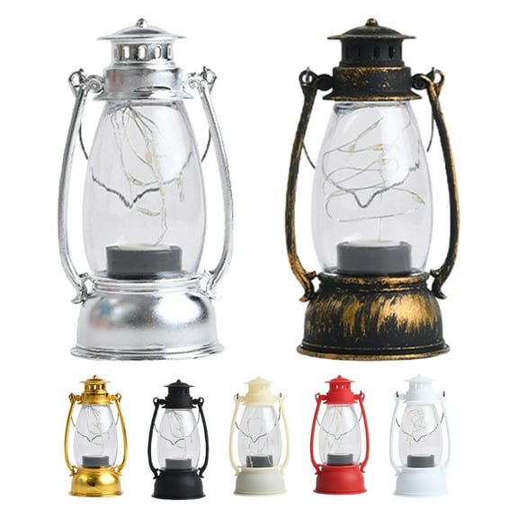 Dengjunhu Vintage Lantern Flame Light Antique Copper LED Metal Lantern, Decorative Hanging Lanterns Christmas Lanterns