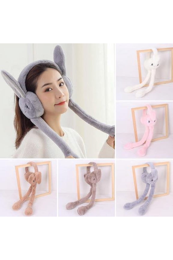 Women & Girls Cute Pop Up Moving Ear Bunny, Fine Plush Cold-resistant Rabbit Ear muff, Ear Warmers, Headbands - Winters/Outdoor