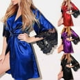 thumbnail image 1 of Dengjunhu Women's Floral Lace Robe Long Sleeves Dressing Gown Bathrobe Bride Robe Nightwear, 1 of 7