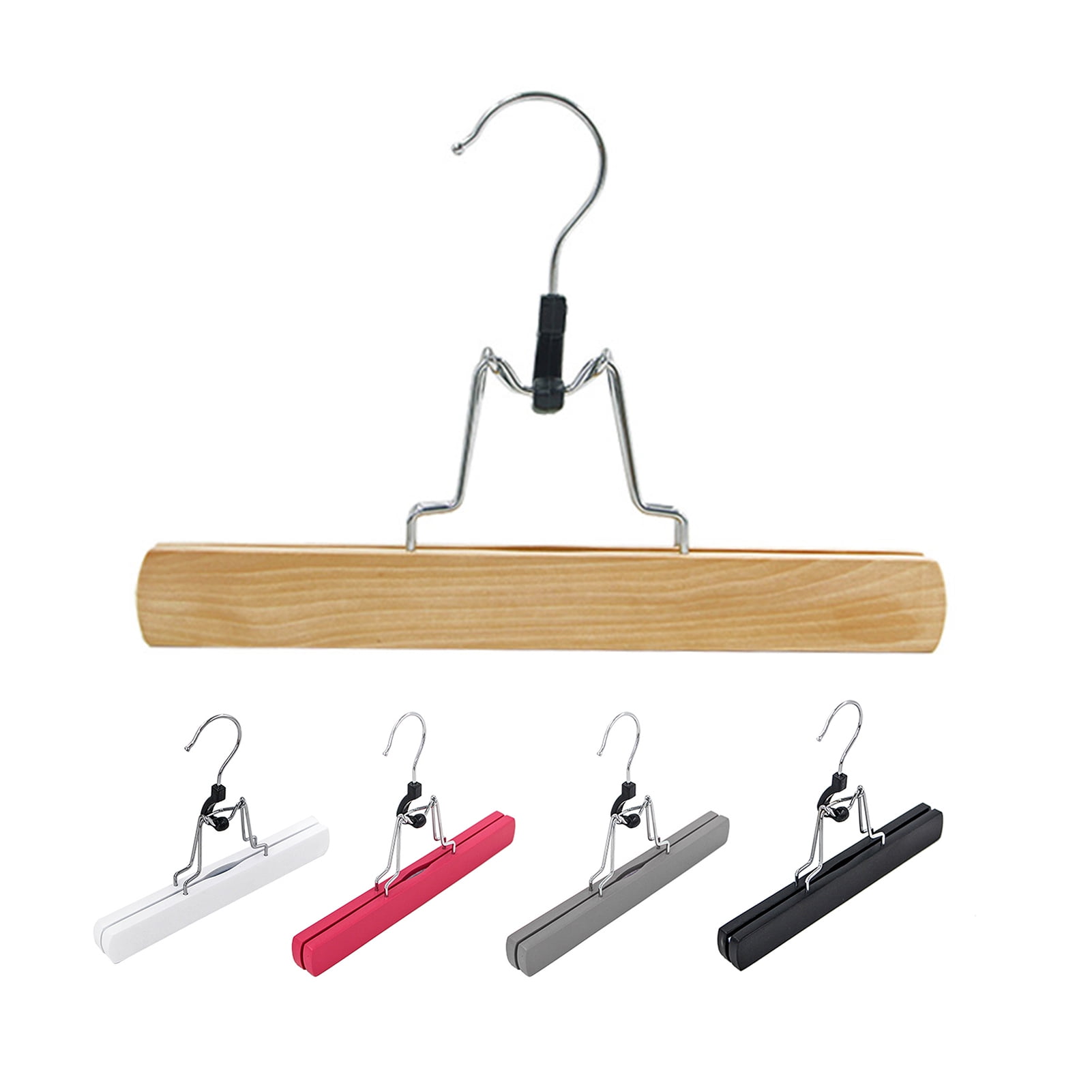 Dengjunhu Wooden Pants Hangers with Clips Non Slip Skirt Hangers