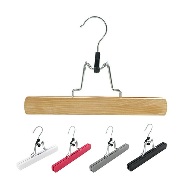 Dengjunhu Wooden Pants Hangers with Clips Non Slip Skirt Hangers