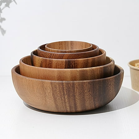 Dengjunhu Wooden Serving Bowl - Elegant Design Ideal For Salad, Fruit, Candy, Handcrafted Home & Kitchen Decor Centerpiece