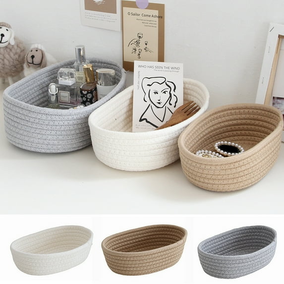 Dengjunhu Woven Basket for Storage,Toy Storage Basket Bins Set,Shelves Closet Cloth Storage Basket for Organizing&Storage,Oval
