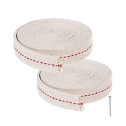 Dengmore 0.78 Inch Flat Wide 3.28 ft Long Cotton Oil Lamp Wick with Red Stitch, 2 Roll