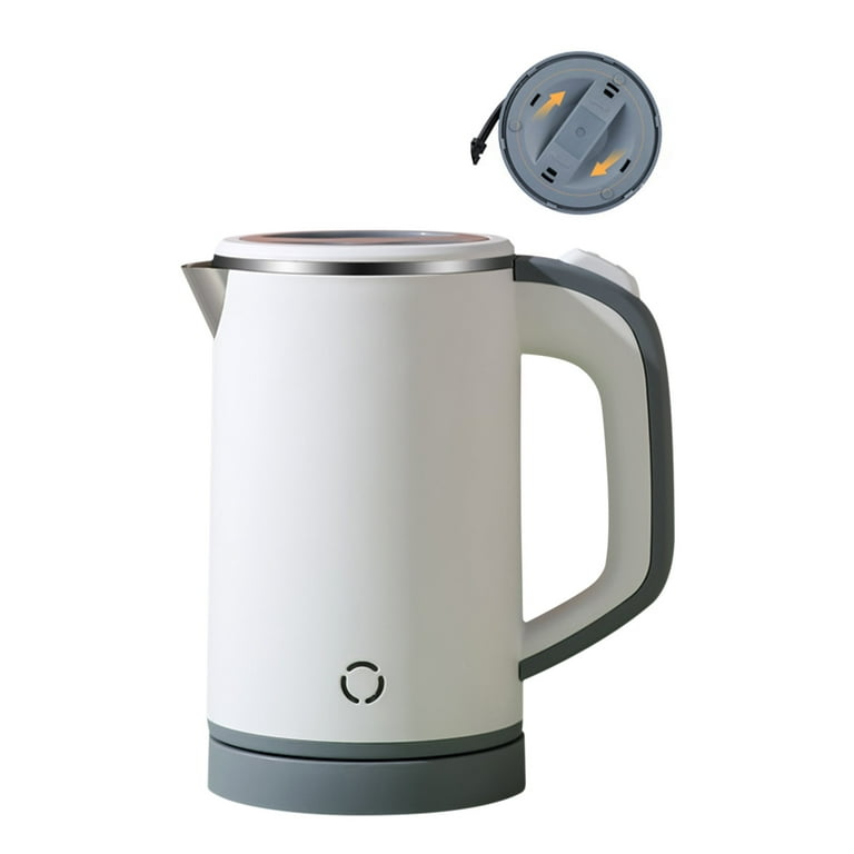 Dengmore 0.8L Small Electric Kettles Stainless Steel, Travel Mini Hot Water Boiler Heater, Auto Shut-Off & Boil-Dry Protection, 600W, White