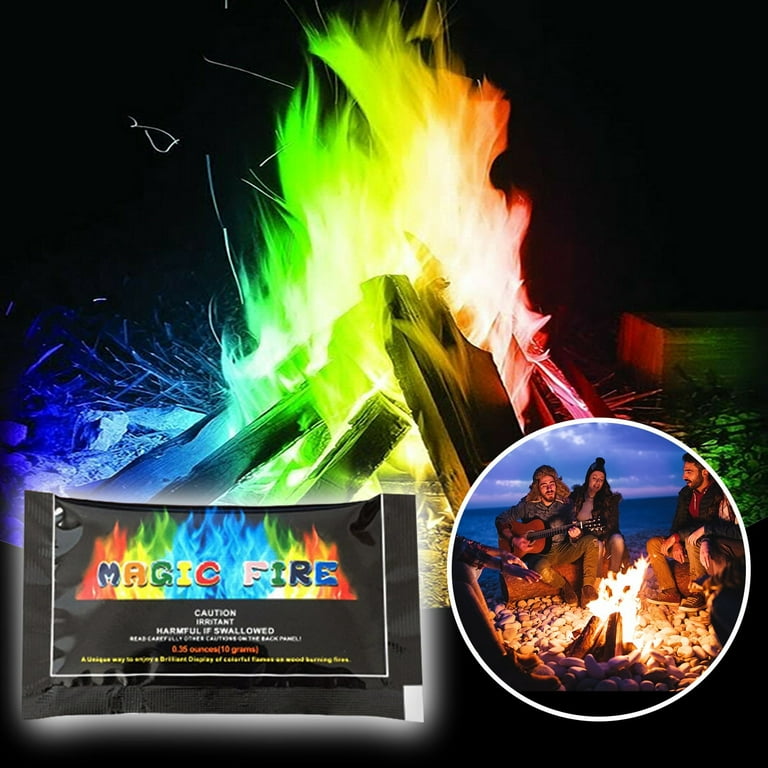 Dengmore 10 Pack Magical Flames Fire Color Changing Packets Fire Pit,  Campfires, Outdoor Fireplaces Flame Powder Color Fire Camping Accessories  for Children and Adults 