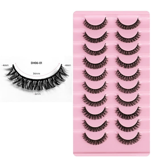 Dengmore 10 Pairs False Eyelashes Russian Strip Eyelashes Natural Faux Eyelashes Slim And 10mm False Eyelashes Cruelty Free Wispy Lashes False Eyelash Extension