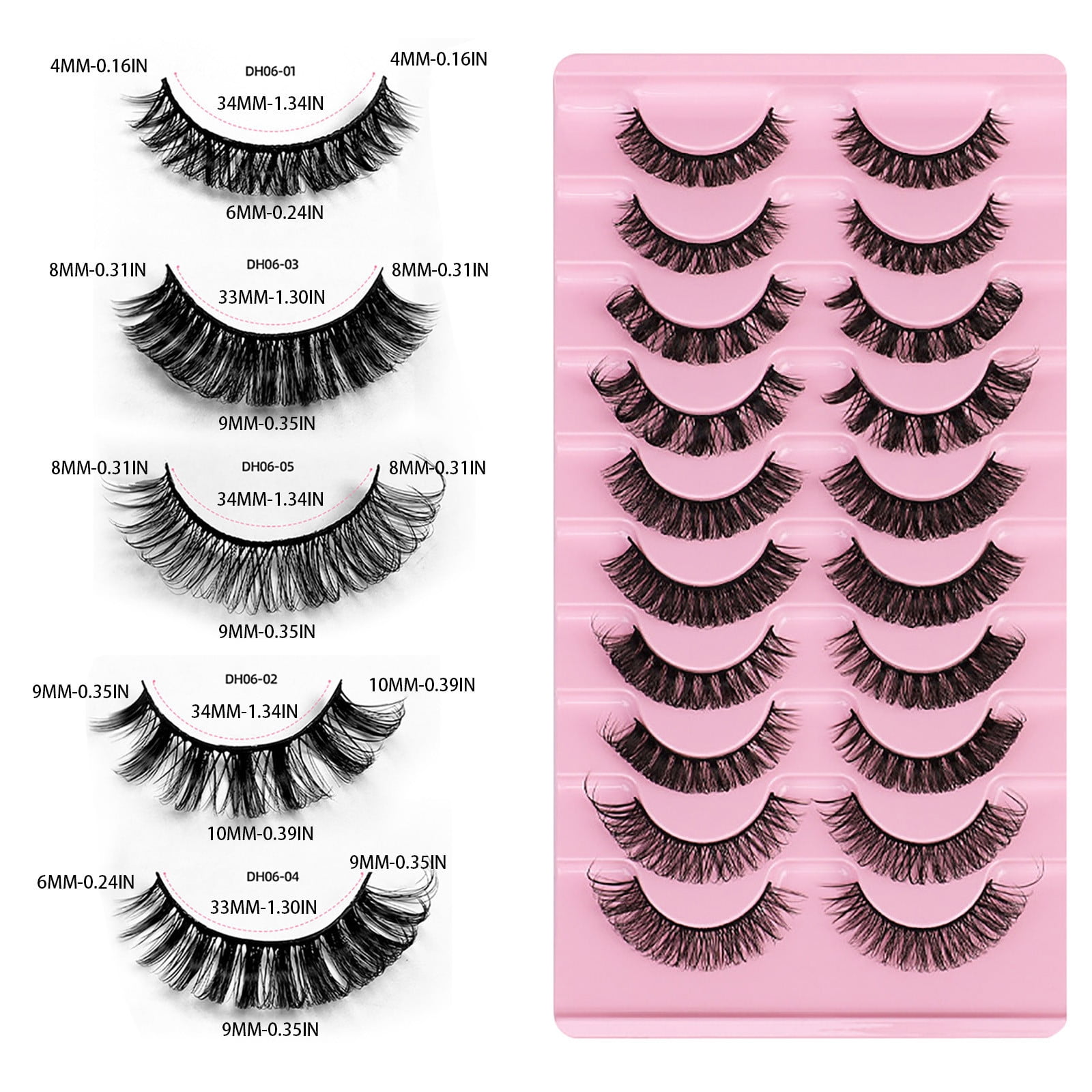 Dengmore 10 Pairs False Eyelashes Russian Strip Eyelashes Natural Faux Eyelashes Slim And 10mm 4122