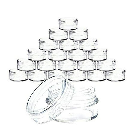 Dengmore 100 pcs Small Sample Empty Clear Container Jar with Lid Covers Cases for Cream 5g for Home