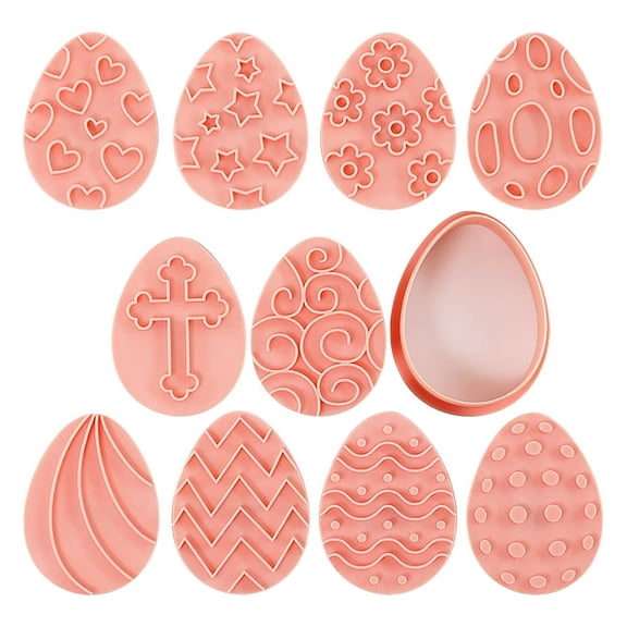 Dengmore 10pcs Easter Cookie Cutter Easter Eggs Mould Baking Tool Kitchen Utensils DIY Baking Mould for Cake Jelly Dessert Easter Party Supplies Pastry/Cookie/Fondant Stampers