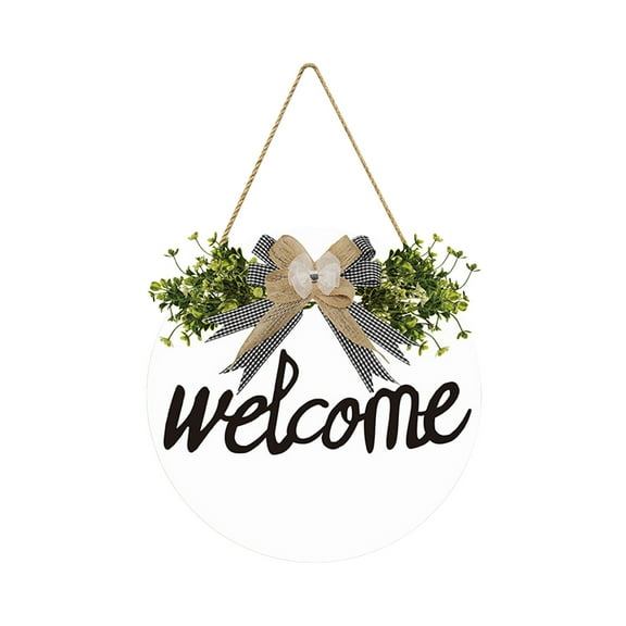Dengmore 11.8 Inch Welcome Sign for Front Door Spring Flowers Door Hanger Rustic Welcome Hanging Sign for Porch Farmhouse Entryway Home Decor, Outdoor