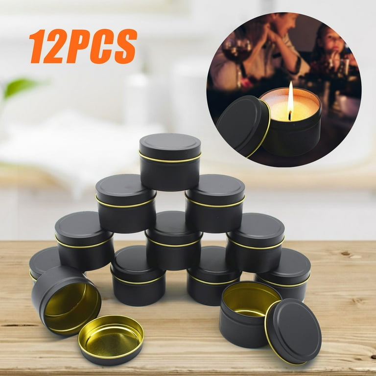 Dengmore 12 Pack 4 ozs Empty Candle Jars with Lids 3-Inch Seamless  Decorative Gold Metal for Kitchen