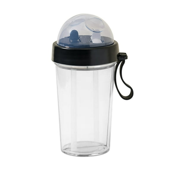 Dengmore 14oz Portable Two Straws Water Bottle One Cup of Two Different Drinks Not Easy To Break Water Cup Leak Proof Dual Use Sport Drink Bottle