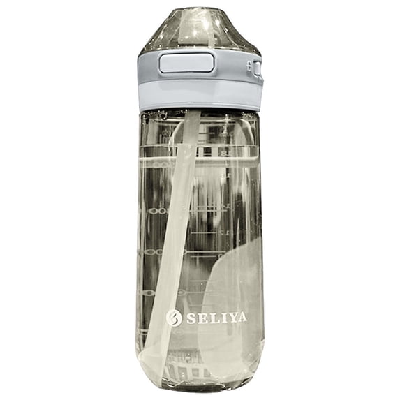 Dengmore 16oz Popup Cap Water Bottle with Straw Motivational Fitness Sports Plastic Water Bottle for Fitness and Outdoor Sport