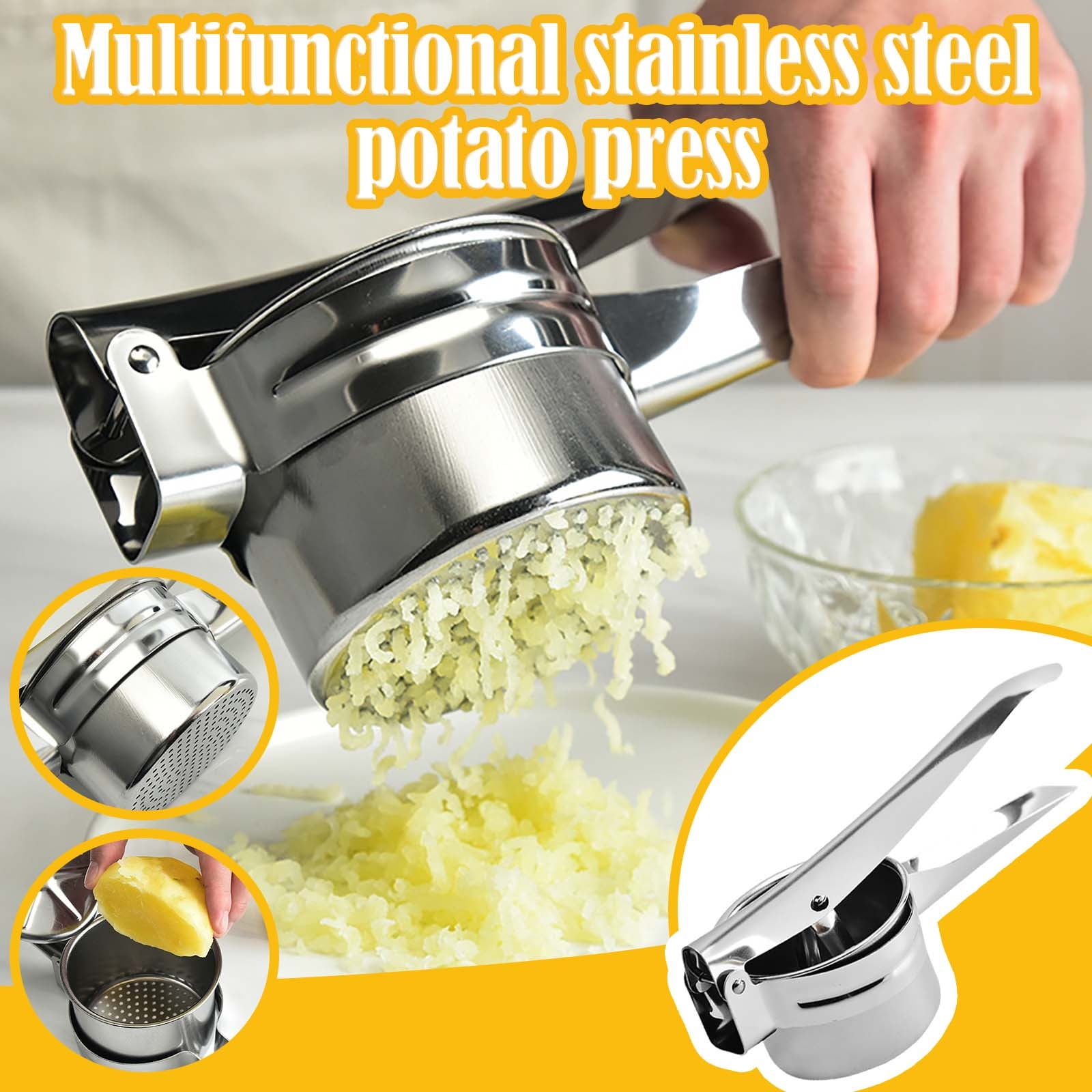 Food Masher Stainless Steel Manual Multifunctional Potato Masher for Fruit  Vegetable Baby Food Maker Save Time