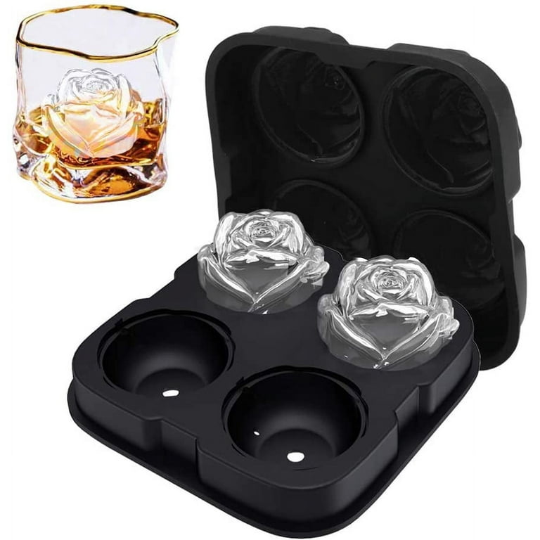Dengmore 2.5inch Rose Shaped Ice Cube Tray Maker Makes Four Easy Release Ice  Ball Maker Novelty Drink Tray For Chilled Drinks 