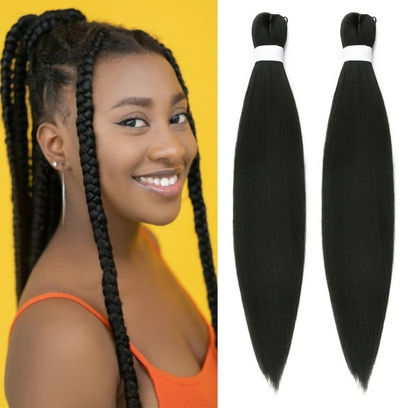 Dengmore 2 Packs Black Braiding Hair Extensions, Synthetic Pre-Stretched Purple Braiding Hair for Braids Halloween Stage Performances, 12 Colors for Choose