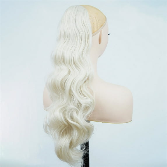 Dengmore 24 Inch Ponytail Extension Claw Long Curly Wavy Tail Natural Soft Clip In Hair Extension Synthetic Hairpiece For Women Natural Looking Wigs for Daily Party