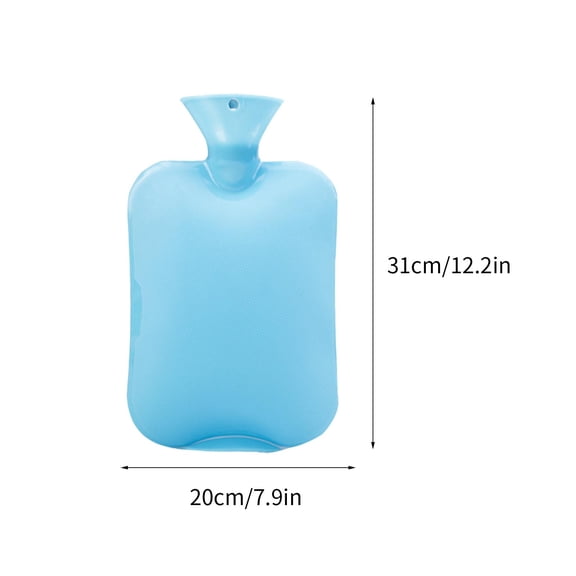 FFENYAN 2L Ribbed Hot Water Bottle Water Injection Hot Water Bottle Blue