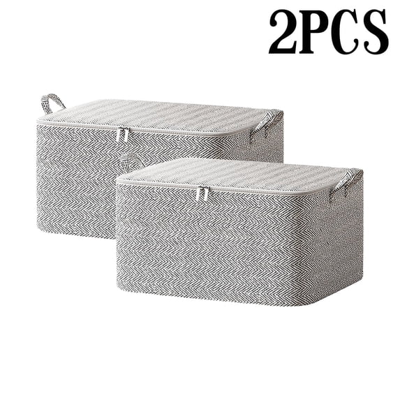 Dengmore 2PCS Non-woven Zipper Storage Bags Foldable Clothes Organizer Storage Box Window Sturdy Handles for Closet Dorm Pillows Bedding Clothes Stuffed Toys Blankets